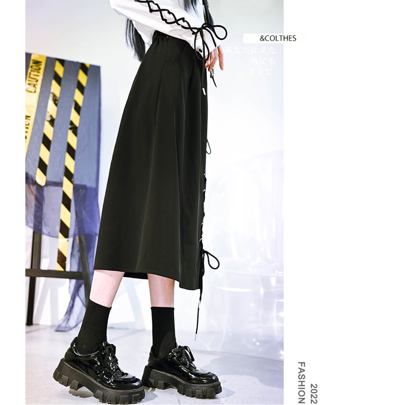 [Kokaisha---Yayo Overture Series] ★China style skirt★ Spring clothes Autumn clothes Bottoms Slit Black Black Street Black Black