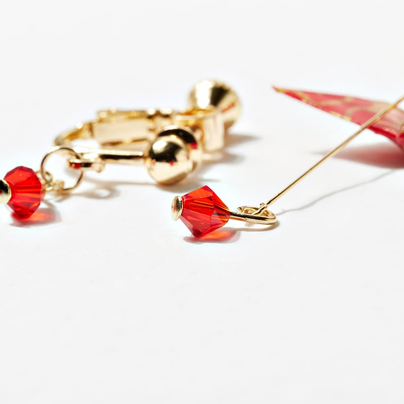 [Gomori Series] ★China style earring★ Earrings or earrings pair asymmetrical red red accessories