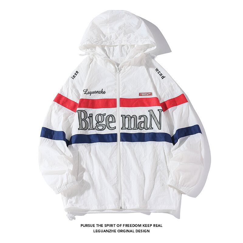 [BIGEMAN Series] ★Thin outerwear★ UPF50+ 2color UV protection Unisex Men's Large size Sun protection White Black