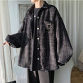 Load image into Gallery viewer, [Tetsusho Series]★Shirt★ 3color Tops Plaid Unisex Men's Autumn Clothes Black Blue Beige
