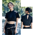 Load image into Gallery viewer, [Daiseiryusu Series] ★Chinese style T-shirt★ Tops Chinese clothing original mini length sexy black black
