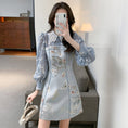 Load image into Gallery viewer, [Yuyubei Ura Series] ★Chinese style dress★ Switching lace blue blue cute date improving temperament
