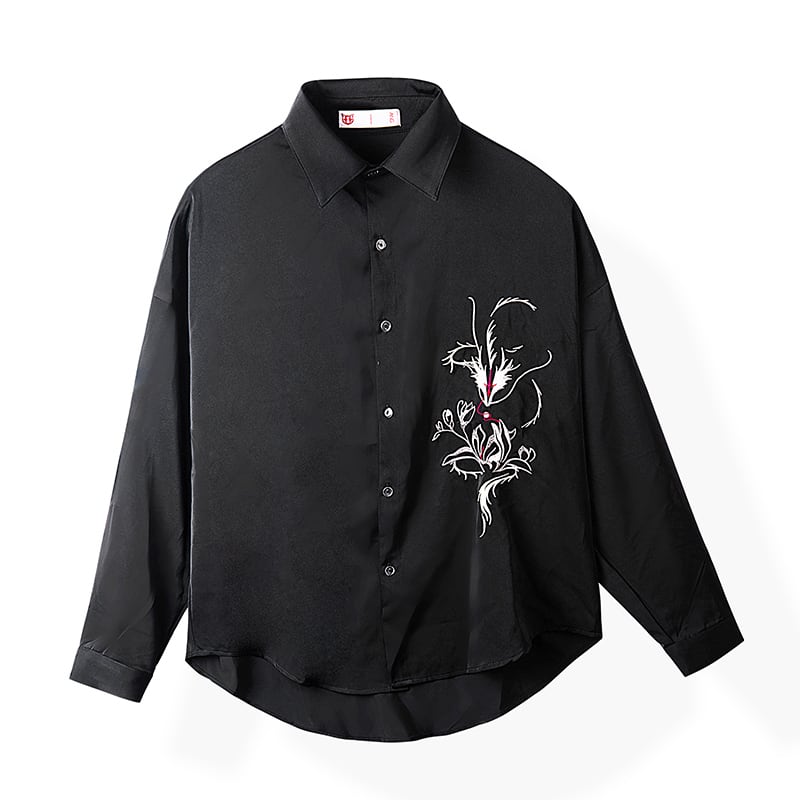 [Anko National Style Series] ★China style shirt★ 2color tops, black or white, unisex costume, embroidery, dragon crest, loose fit