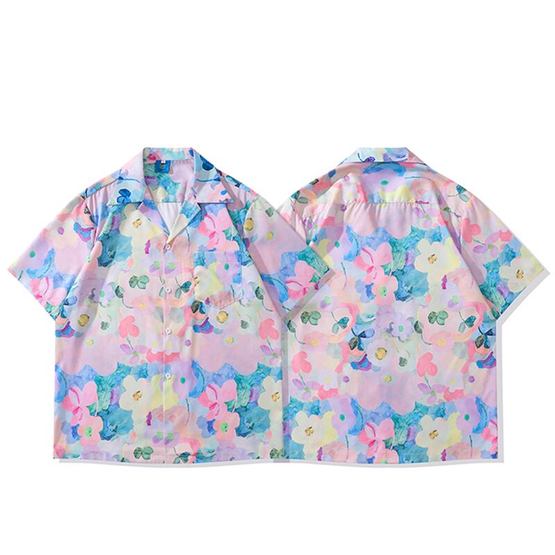 [TRAVEL ISSUANCE Series] ★Oil Painting Style Shirt★ Hawaii Aloha Shirt Print Unisex Men's Aya Cute