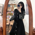 Load image into Gallery viewer, [Dong Xiaojie Series] ★Long sleeve dress★ Large size ladies dress Plaid pattern Commuting Black Black
