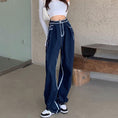 Load image into Gallery viewer, [Left Little Sister Series]★Denim Pants★ Gaucho Pants High Waist Fashion Slimming Blue Blue SML XL
