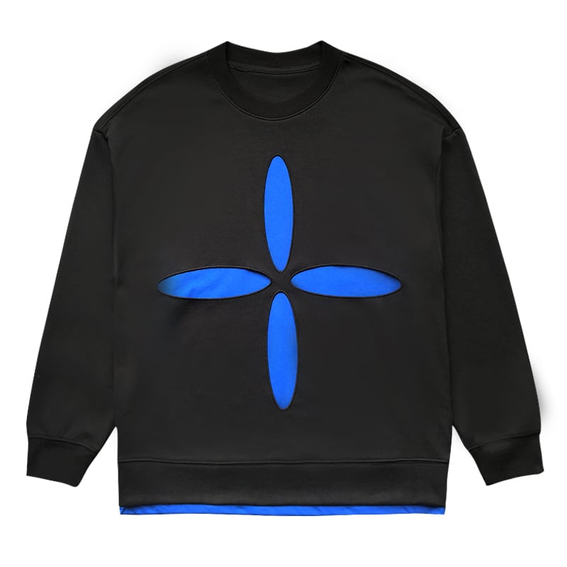 [BAYINGLI series] ★Tops★ Men's sweatshirt casual black black blue design