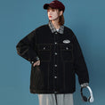 Load image into Gallery viewer, [CHAOMEICHEN Series] ★Jacket★ Denim outerwear switching plaid pattern unisex men's black black
