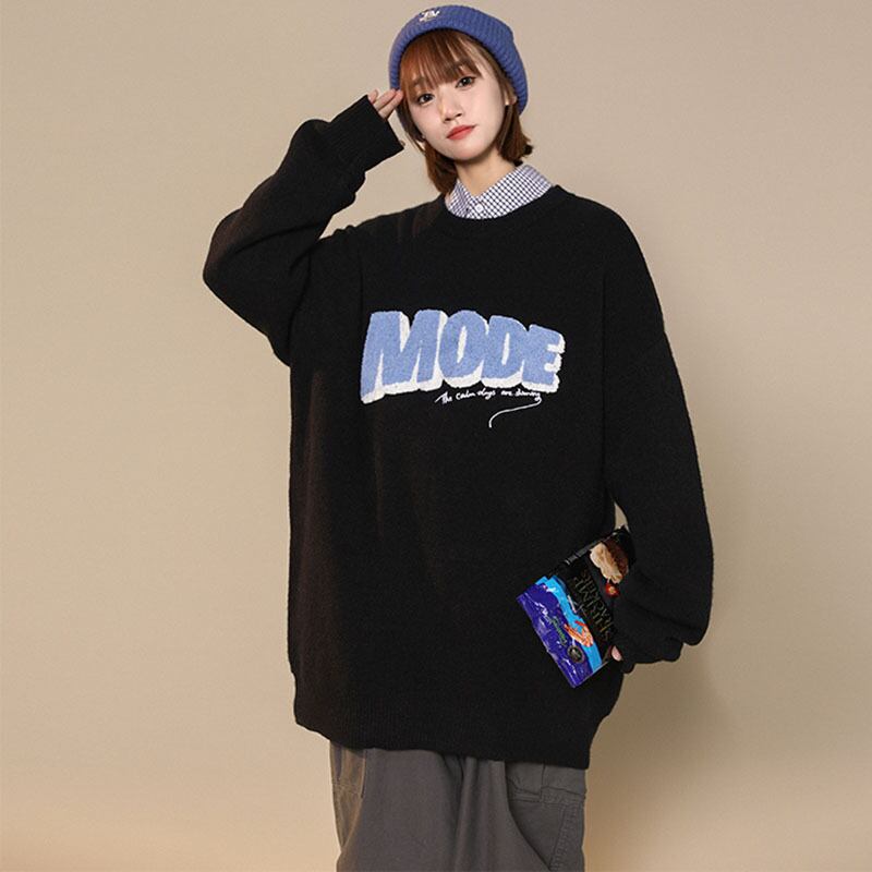 [Ushiomiomi Series] ★Sweater★ 3color Knit Tops Unisex Men's Simple White Black Blue