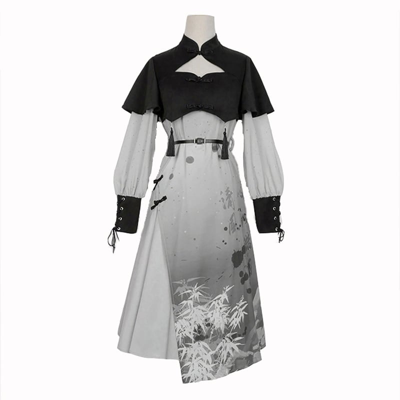 [Kaede bamboo --- Seinenyu series] ★Chinese style dress★ Fake layered Chinese clothing cute print retro