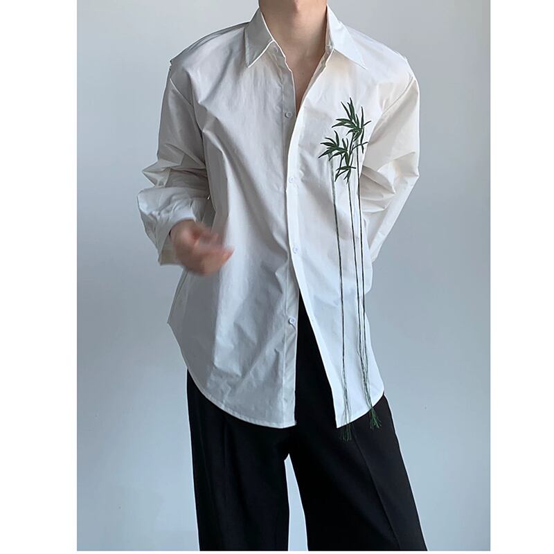 [QUANYI Series]★China style shirt★ Tops Bamboo Bamboo embroidery Unisex Men's White White Simple