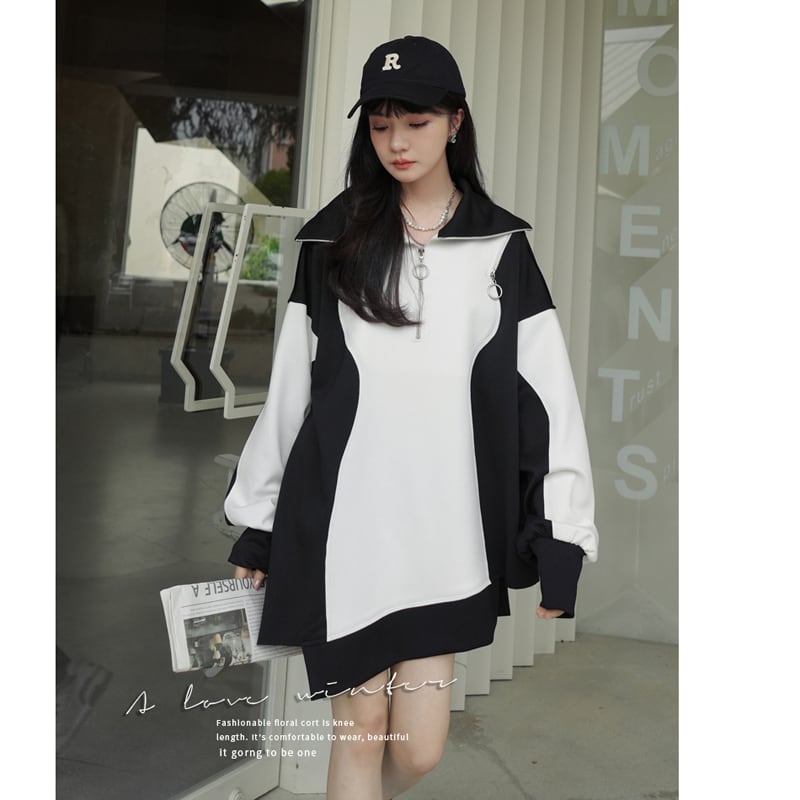 [DEER Choyo Deer Series] ★One piece★ Short length, casual, off-the-shoulder, color scheme Black White Black White S M L XL