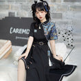 Load image into Gallery viewer, [Dust Smoke Cloud Dream --- Nightless Castle Series] ★China style dress★ Switching floral pattern black black irregular short sleeve SML original
