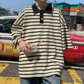 Load image into Gallery viewer, [BIGEMAN Series]★Polo shirt★ Tops 2color Unisex Men's Large size Striped pattern Horizontal stripes
