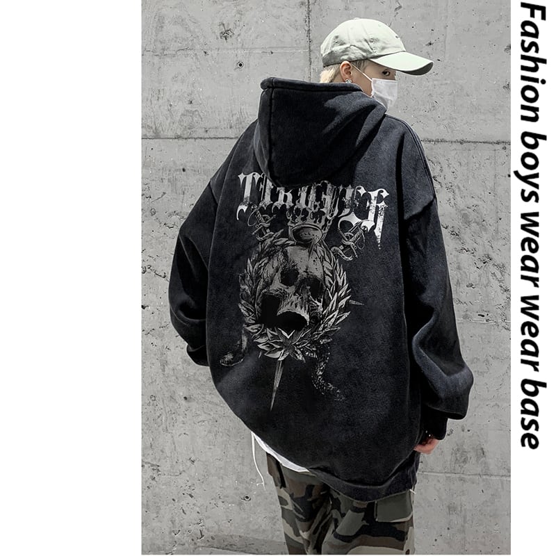 [Wong Port Series] ★Parker★ Tops Unisex Men's Skull Large Size Cool Harajuku Style