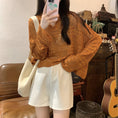 Load image into Gallery viewer, [Saikusou Series] ★Sweater★ 3color Knit Tops Openwork Mini Length Loose V Neck Beige Simple
