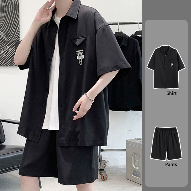 [YADISEN Series]★Setup★ Shirt + Shorts 3color Unisex Men's Green Black Light Gray