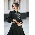 Load image into Gallery viewer, [Dust smoke and cloud dream series] ★China style dress★ With belt, long sleeves, embroidery, black, black SML, slimming, Chinese elements
