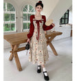 Load image into Gallery viewer, [JIGUJIGU series] ★China style dress★ Switching ribbon, large size, improves temperament, commuting, date, red, red, floral pattern
