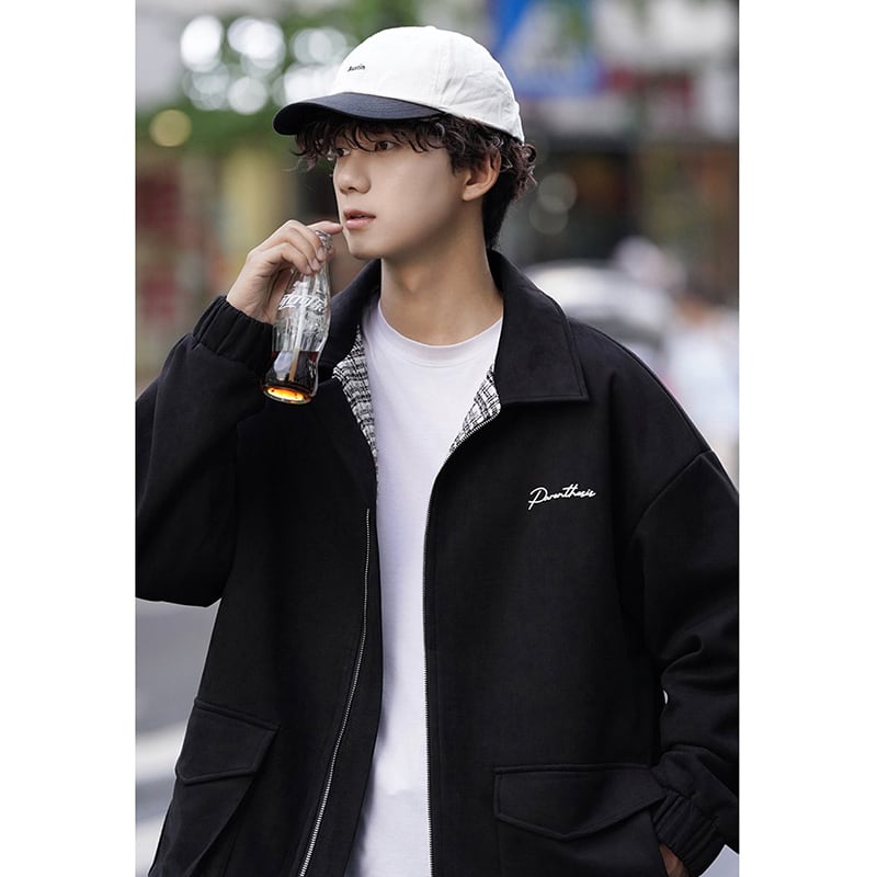 [BIGEMAN Series] ★Jacket that can be worn on both sides★ Cotton coat 2color outerwear plaid pattern winter clothes unisex men's large size