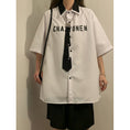 Load image into Gallery viewer, [Fujiiman Series]★Shirt with tie★ Shirt 2color Short sleeve shirt Unisex Men's Alphabet
