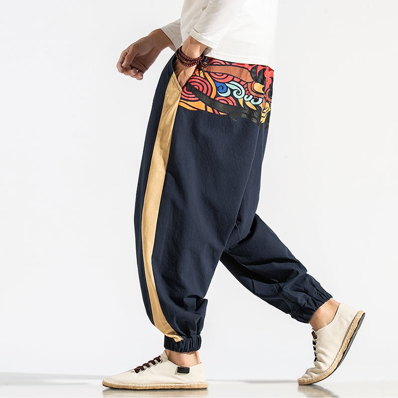 [Tsuncho Series]★China Style Pants★ 2color Casual Pants Large Size Men's Unisex Navy Black