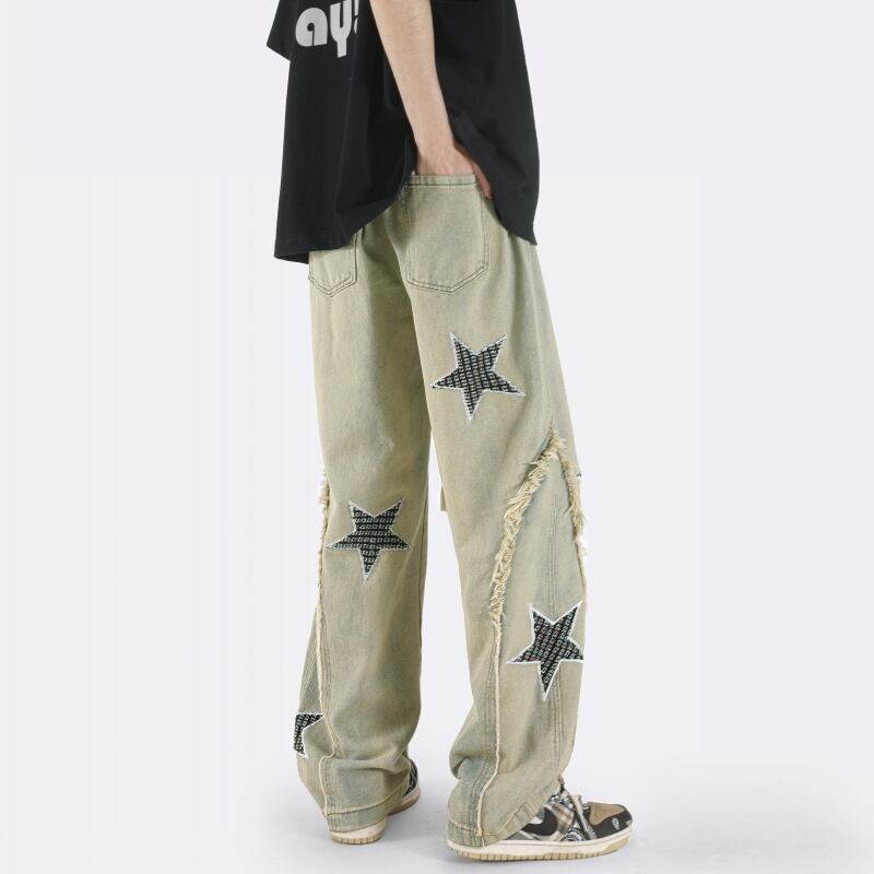 [Emeisa Series]★Denim Pants★ Bottoms Pants Unisex Men's Retro Star Star SML XL 2XL