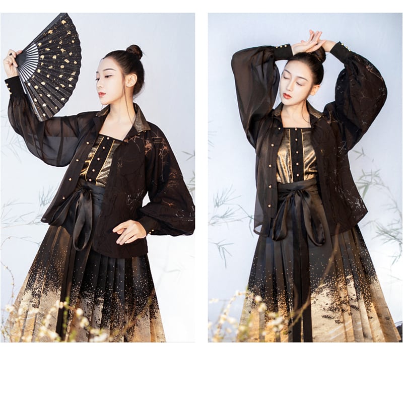 [Dream Series] ★Chinese style shirt★ 2color Black or white Thin Cool Transparency Chinese elements Chinese clothing Original