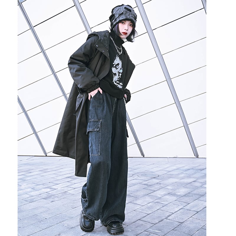 [Ancient Monster House---Kinryu Series] ★China style coat★ Cotton coat, thick, warm, winter clothes, long coat, black, black