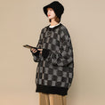 Load image into Gallery viewer, [Ushiomiomi Series] ★Sweater★ 3color Knit Tops Unisex Men's Plaid Pattern Gray Green Black
