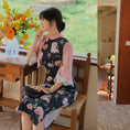 Load image into Gallery viewer, [YIYI Series] ★Cheongsam dress★ Chinese style dress, improves temperament, Chinese clothes, velvet, switching, floral pattern, fake layered, ribbon
