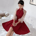 Load image into Gallery viewer, [JKJS Series] Chinese-style dress, short-length Chinese dress, improved Chinese dress, improved Tang costume, improved Hanfu, Chinese-style clothes, Chinese clothes, concerts, parties, SML LL, slimming, girls' parties, reunions, weddings, black, red
