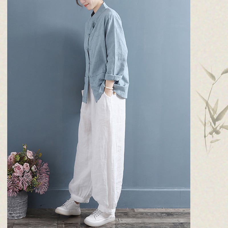 [Qing Series] All 5 colors, Chinese style tops, shirts, cotton linen, loose, Tang style, retro style, Chinese clothes, simple