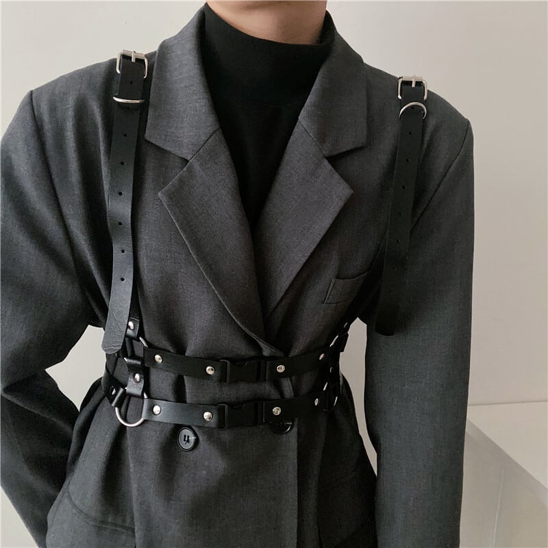 [Yuwei Series] ★Belt★ Accessory PU Accessory Black Black Easy to match Unique Stylish Cool Unisex