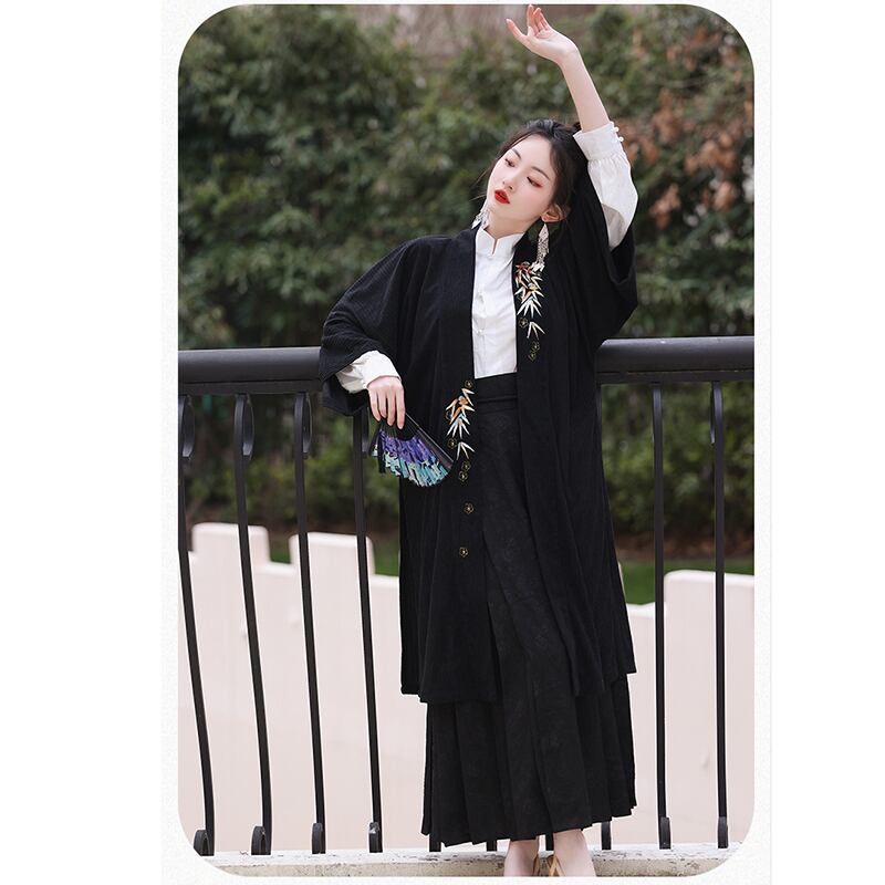 [WUJIA Series]★China style outerwear★Spring/summer embroidery Chinese elements Improves temperament Casual wear Black Easy to match