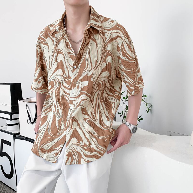 [ZHUIYI Series]★Shirt★ 4color Tops Unisex Men's Large Size Cool Easy to Match Aloha Shirt