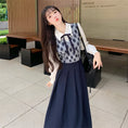 Load image into Gallery viewer, [Dong Xiaojie Series] ★Dress★ Long length, large size, fake layered, diamond shape, switching
