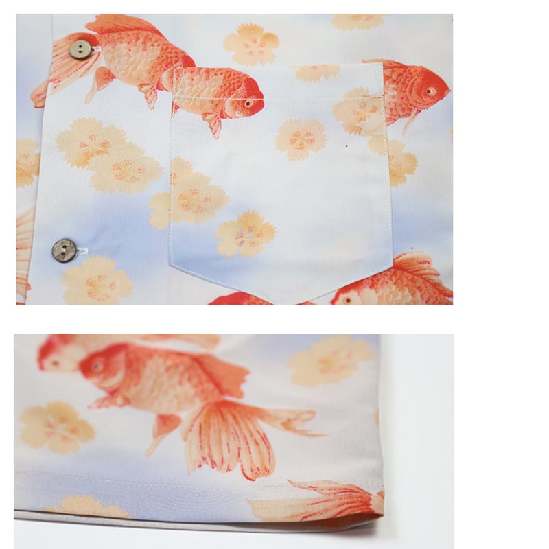 [Yangji Great Dream Series]★China style shirt★ Tops Goldfish print short sleeve shirt Cute cool summer clothes