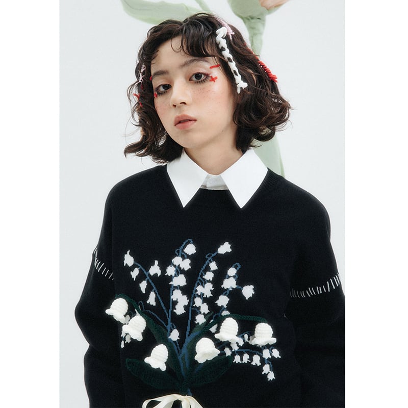 [Yangji Great Dream Series]★China style sweater★ Tops Lily of the Valley, Suzuran Design Original Cute