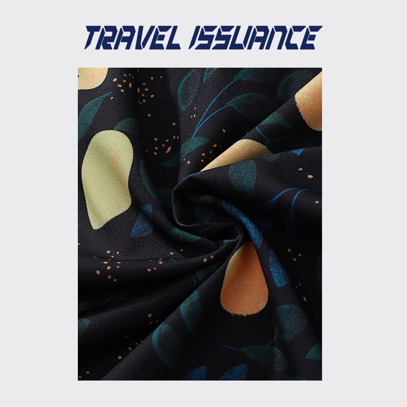 【TRAVEL ISSUANCEシリーズ】★長袖シャツ★ 花柄シャツ トップス プリント 黒 青 黄 葉 M L XL 2XL 男女兼用 メンズ