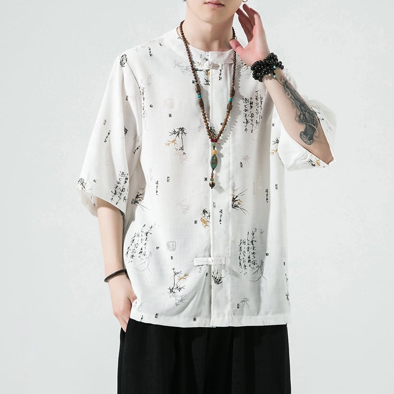 [Nishiki Tang Cloth Series] ★China style shirt★ 3color tops, unisex, men's, large size, text pattern, cool