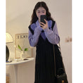 Load image into Gallery viewer, [JIGUJIGU Series] ★One Piece★ Switching Ladies Temperament Enhancement Fake Layered Fashion Black Purple
