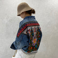 Load image into Gallery viewer, [ZHENLINA series] ★China style jacket★ Ethnic style denim jacket outerwear casual unique cute blue blue
