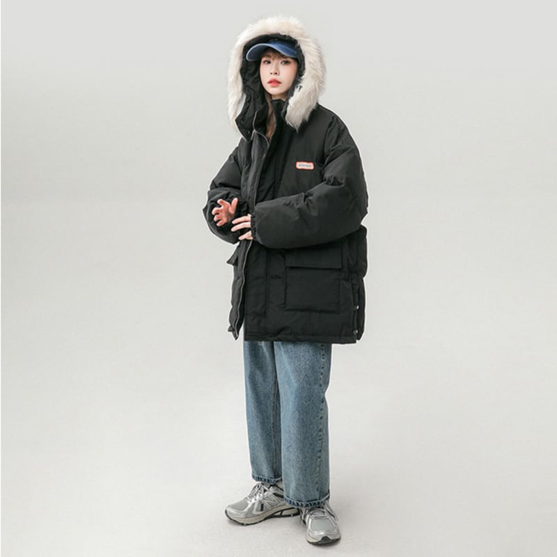 [Suikoishi Series] ★Winter Coat★ Cotton Coat Outerwear 3color Unisex Men's Thick Warm Black Blue Casual