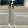 Load image into Gallery viewer, [SHIBAYUE Series] ★One Piece ★ Short Sleeve Women's Fashion Cute Slit Improves Temperament Gray Gray
