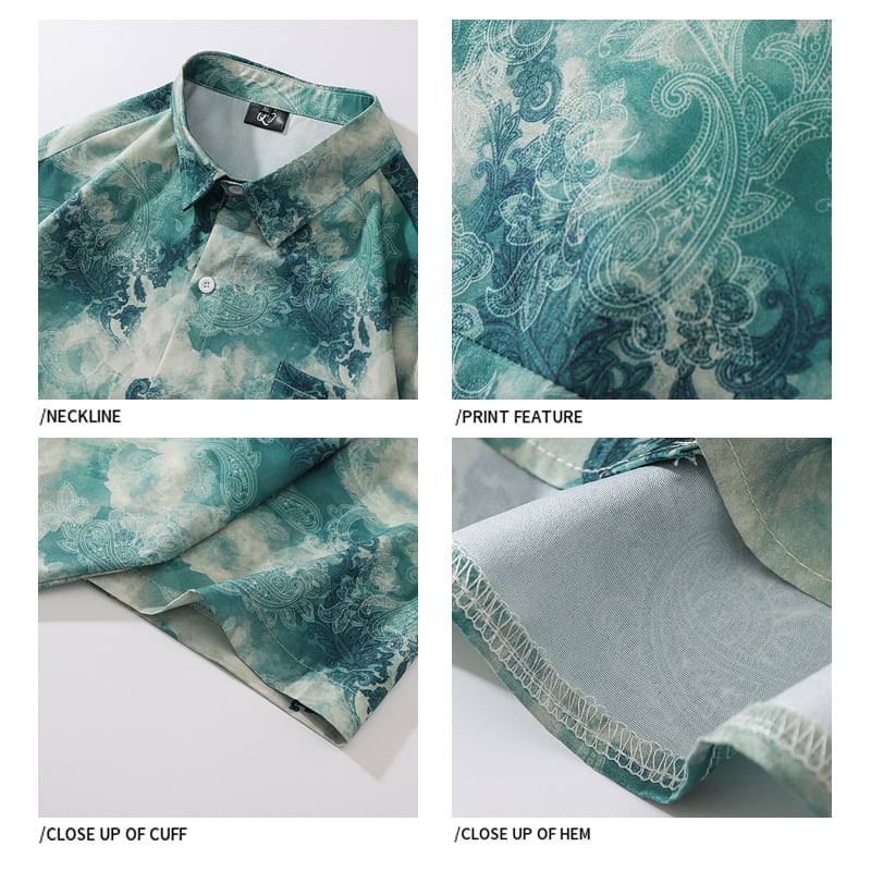 [Satoru Series]★China Style Shirt★Short Sleeve Unisex Summer Tie Dye Shirt Casual Retro Women's Street Men's Unique Large Size