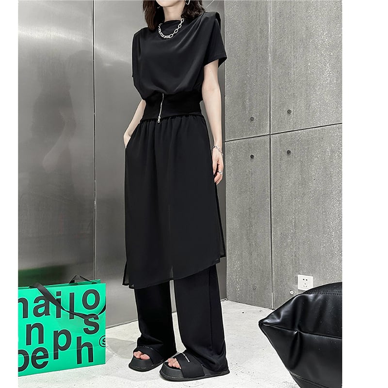 [YIDAO Series] ★Casual Pants★ Switching Chinese Clothes Black Black Skirt + Trousers Integrated Slimming Wear