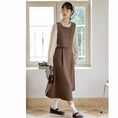 Load image into Gallery viewer, [Shokensho Series] ★One Piece★ Fake Layered Women's Cute Retro Autumn Clothes Coffee Color
