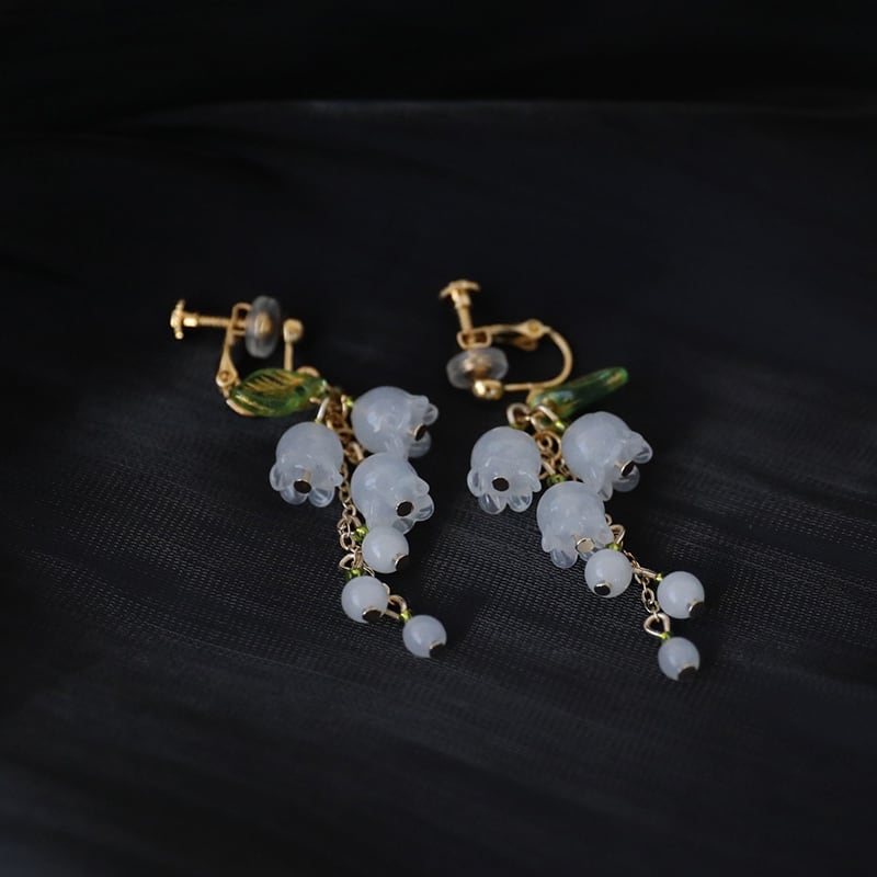 [SUZEE Series] ★Earrings★ Pair of earrings or earrings, women's accessories, lily of the valley, flowers, improves temperament