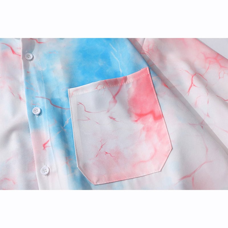 [SEVENSUP Series]★Shirt★ Tie-dye tops short sleeve shirt ML LL 3L Unisex Men's Aya Cute